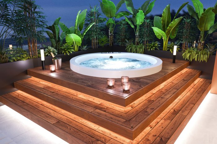Platform deck for hot tub
