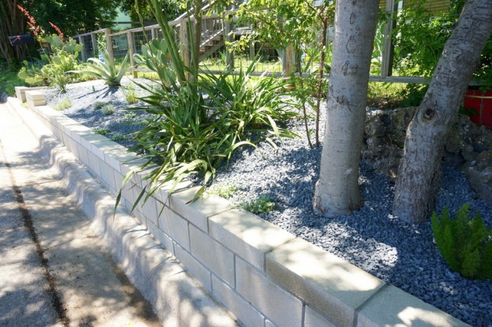 Landscaping cinder block wall