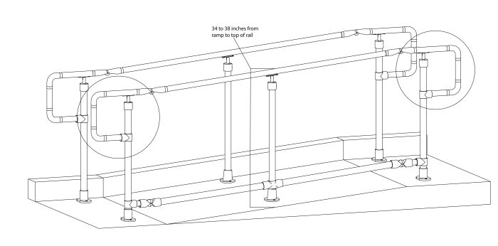 Platform deck with railing