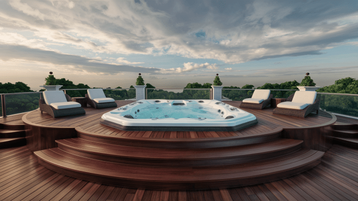 Platform deck for hot tub